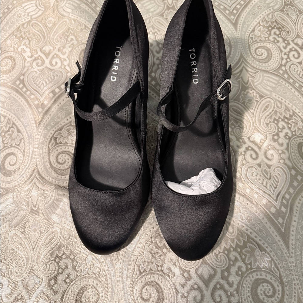 Torrid Black Satin Mary Jane Heels